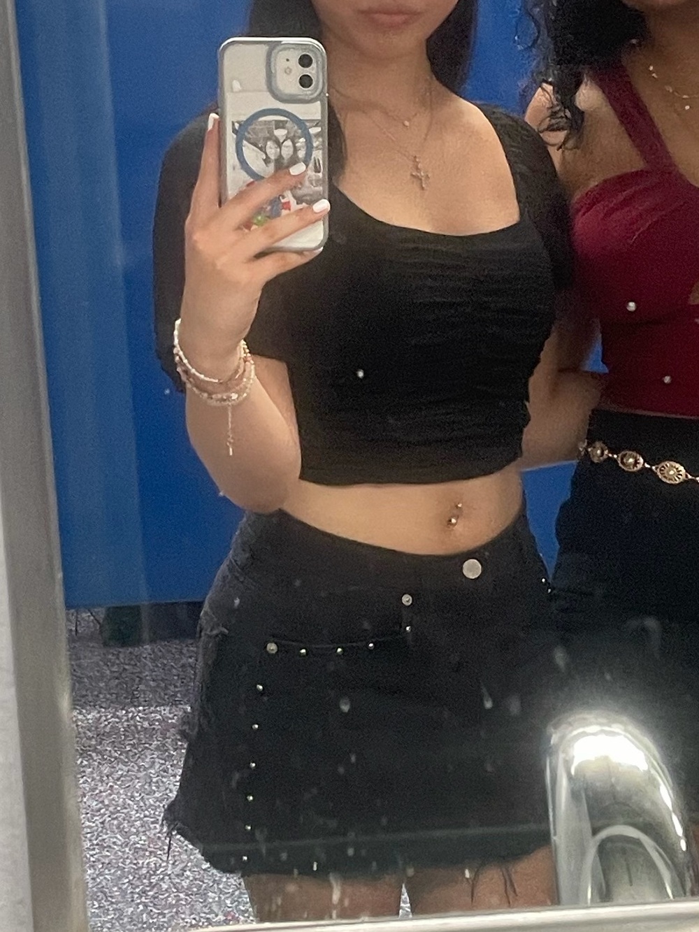 Altar'd state black puff sleeve crop top